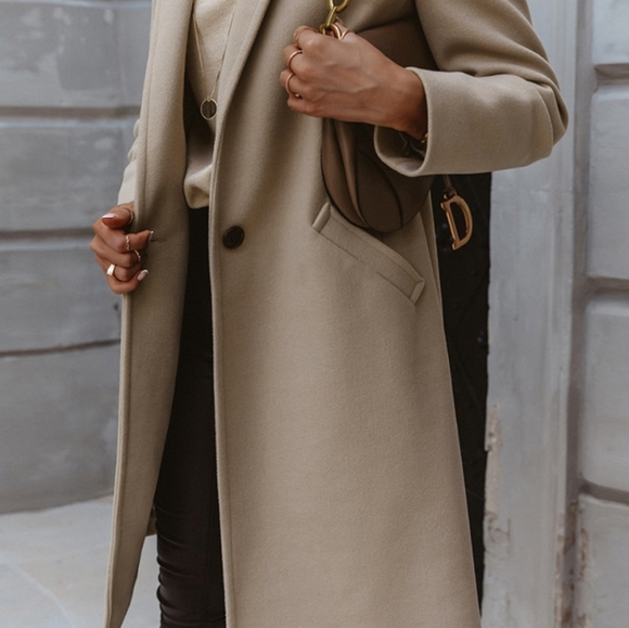Timeless Elegance Longline Coat - Tan - Picture 5 of 5